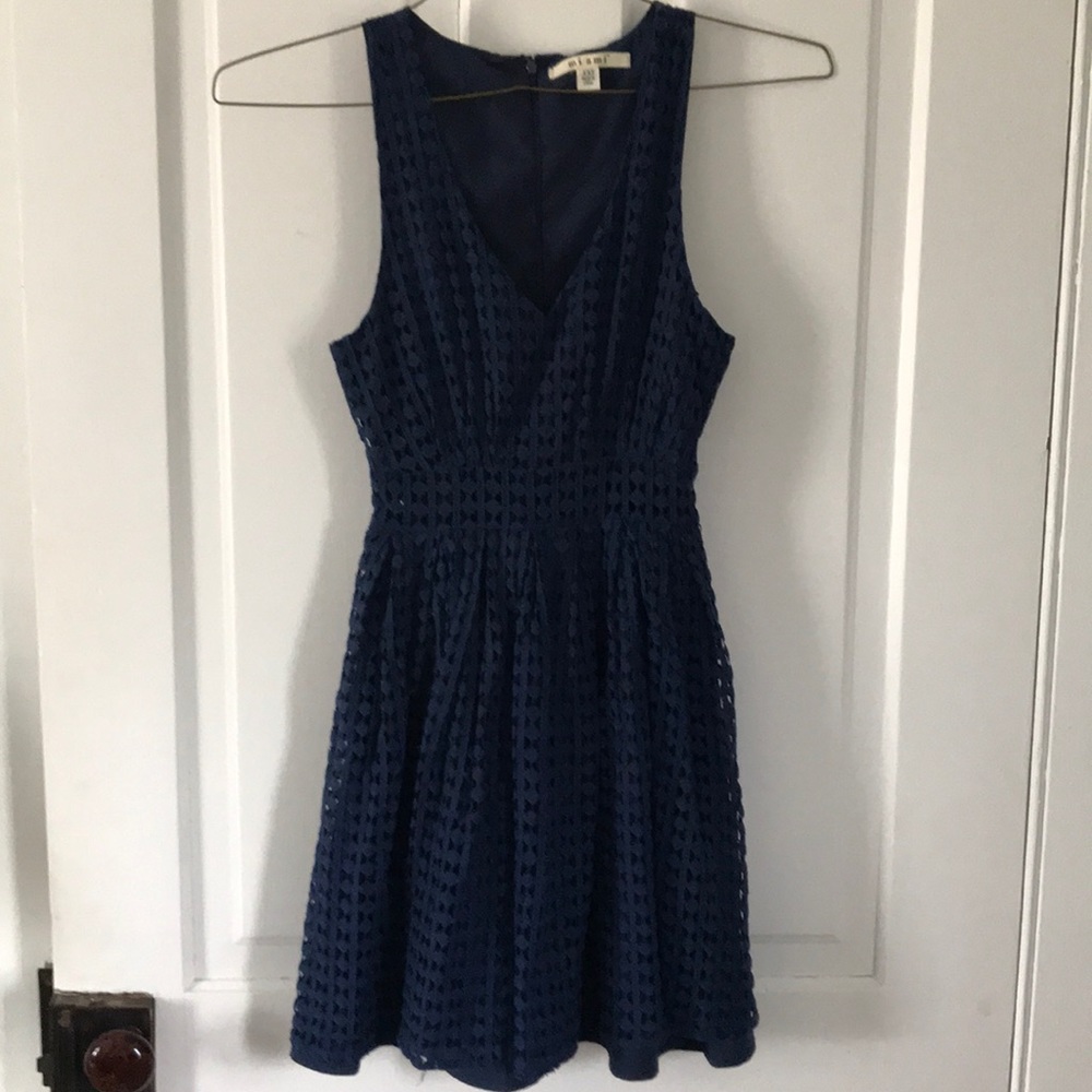 Francesca’s Navy Blue Eyelet Dress XXS
